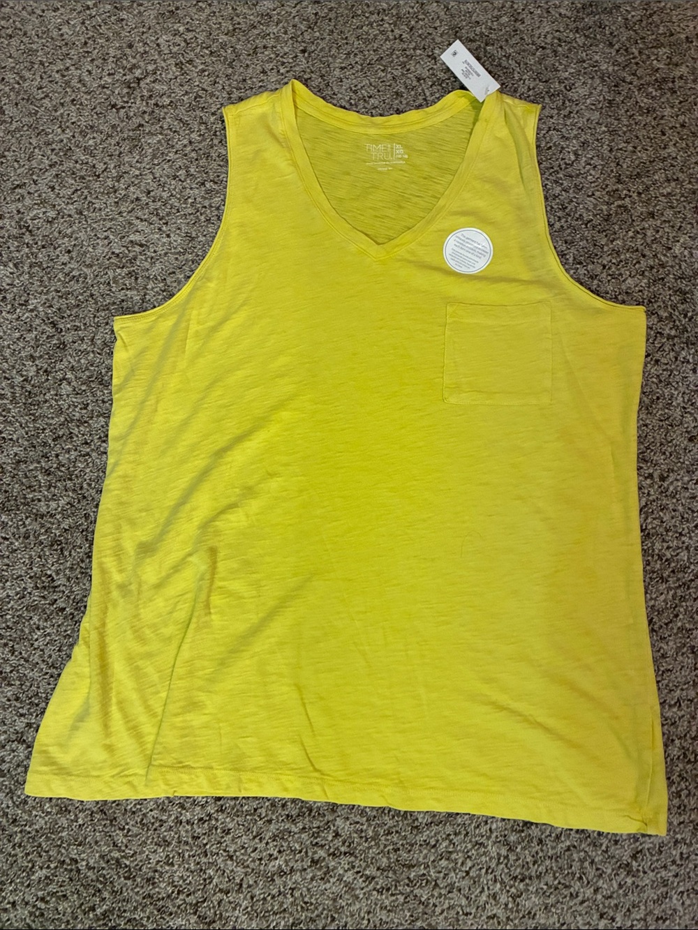 🎉 4/$25 NWT Time and Tru Yellow V-Neck Tank with Chest Pocket